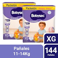 Pack 2 Pañal Bebé Babysec Packeton Premium XG 72 un